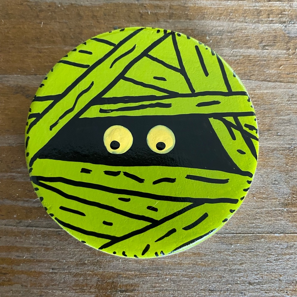 Hand Crafted Halloween Mummy Santorini Painted Rock
